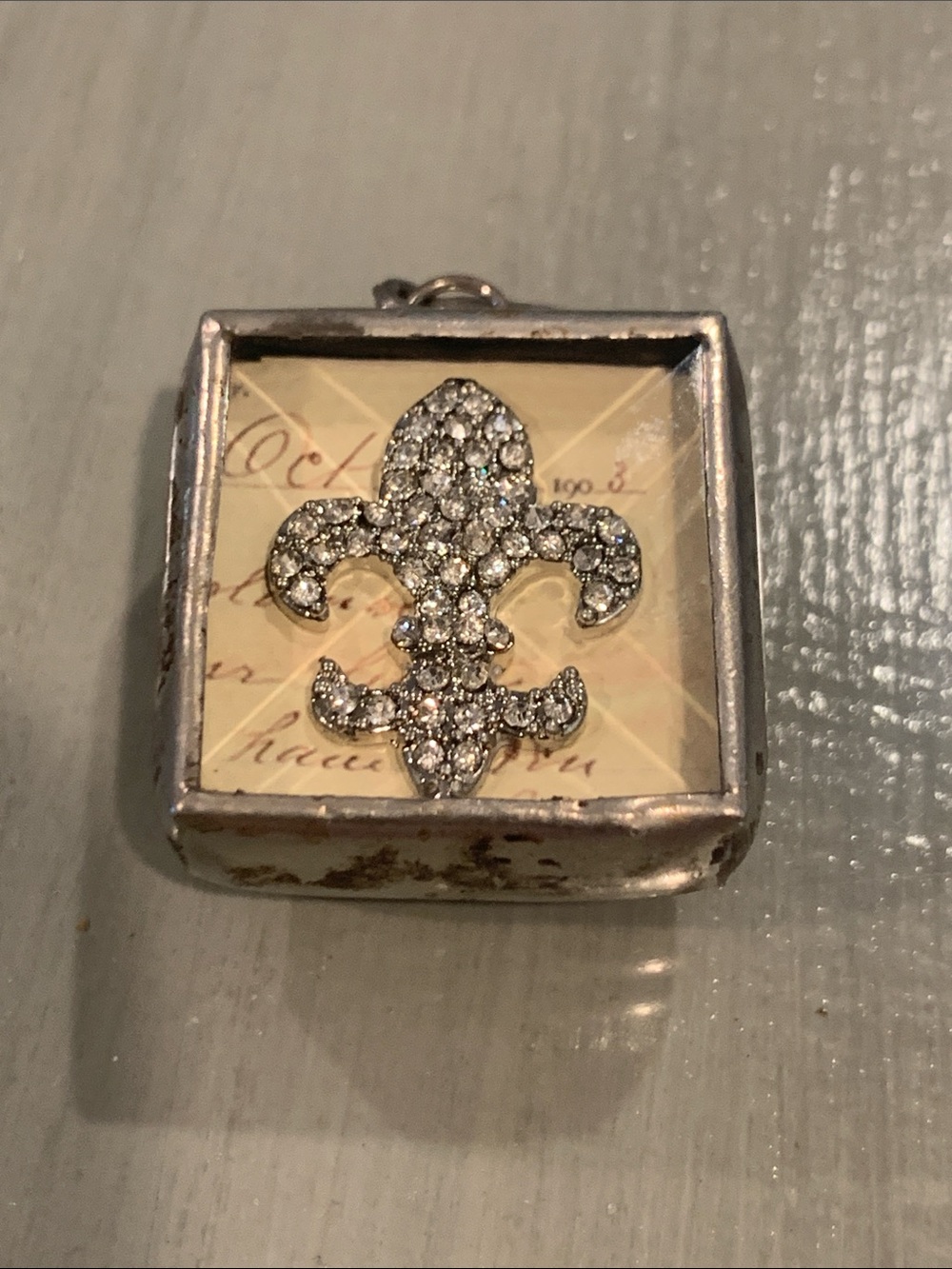 Jewel Kade Clear Crystal Fleur-de-Lis Pendant - Silver